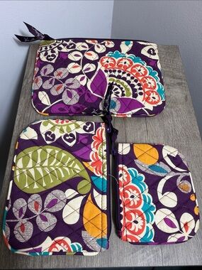 Vera Bradley Purple Multicolor Quilted Pouch Trio